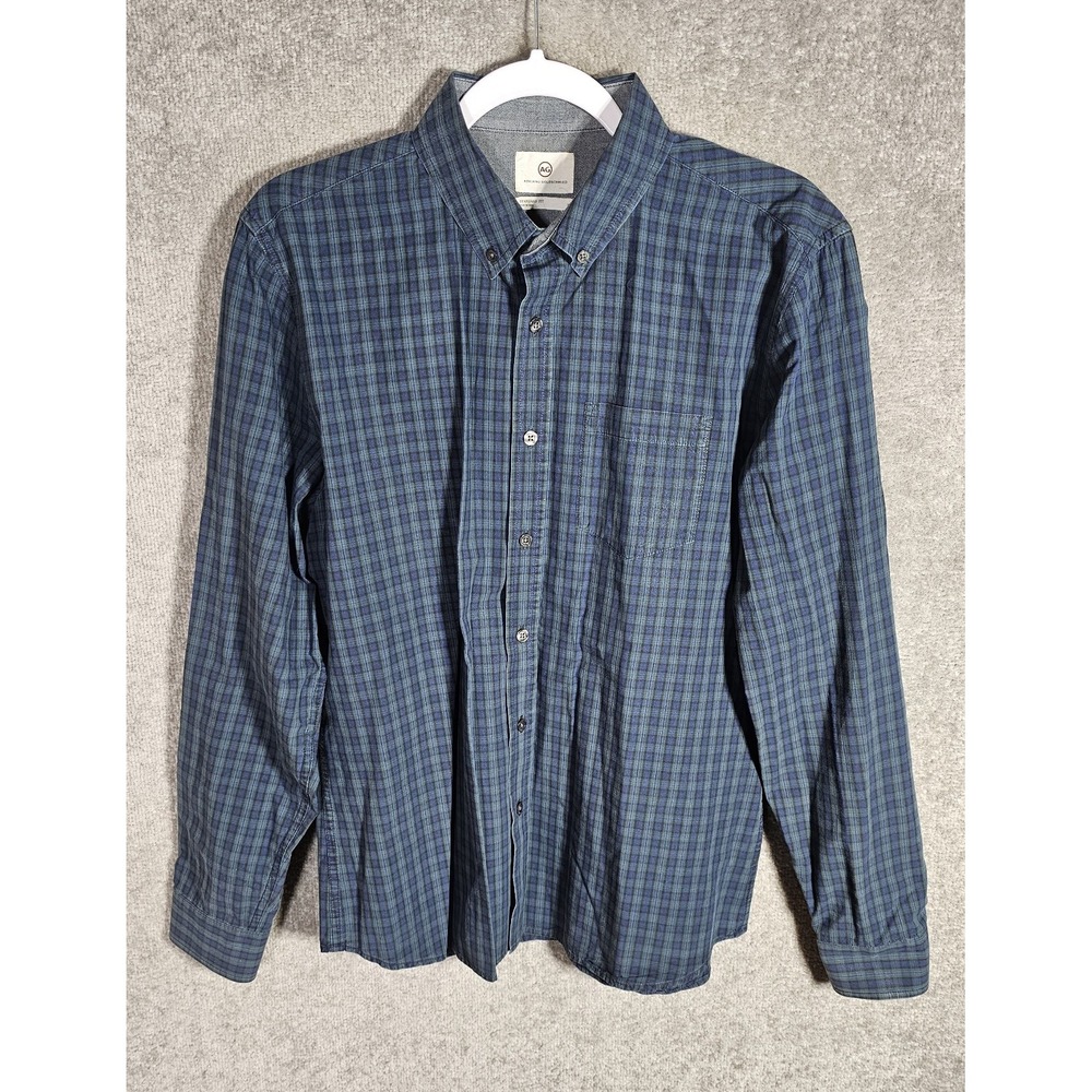 Adriano Goldschmied AG Button Down Shirt Mens Size M Blue Green Preppy Academia